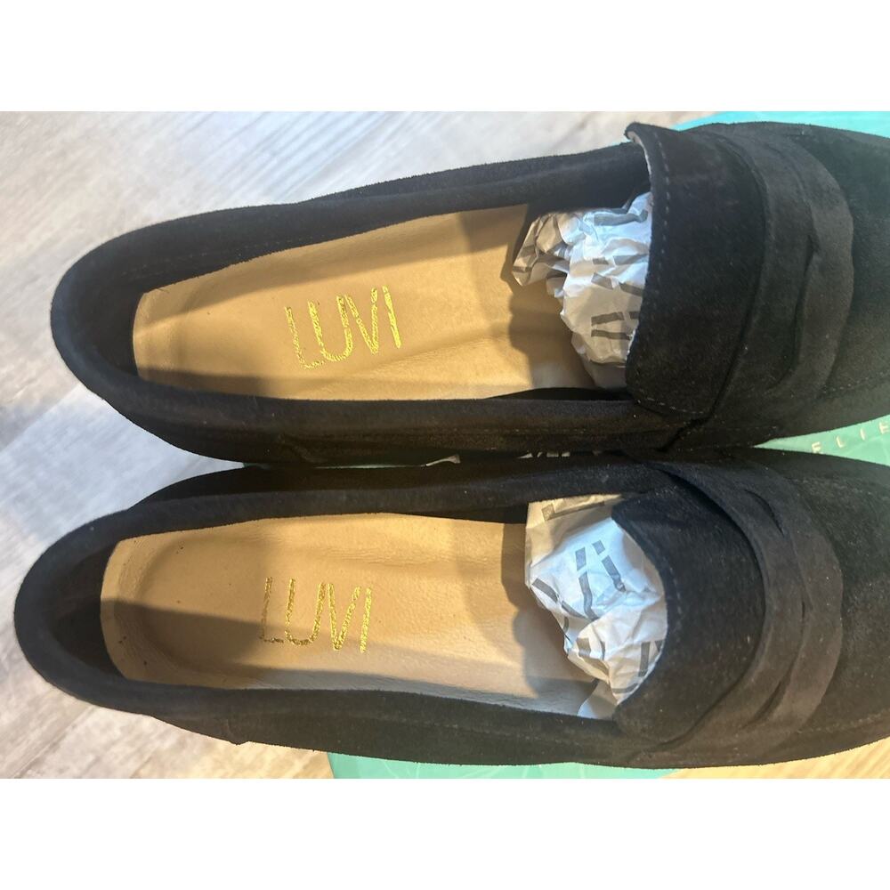 Women Penny Loafer Shoes Black Size 39 Morne Black Leather 100% Hand Made - Picture 4 of 12